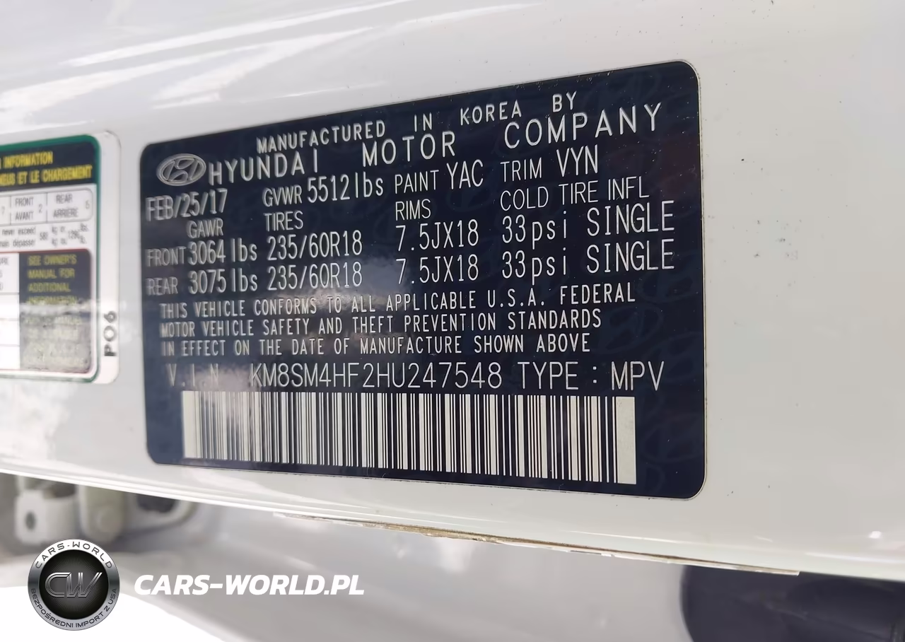 2017 Hyundai Santa Fe Se VIN:KM8SM4HF2HU247548 - 9