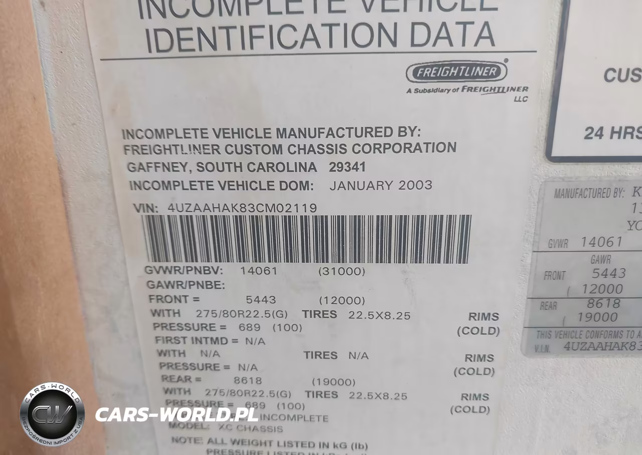 2004 Freightliner Chassis X Line Motor Home VIN:4UZAAHAK83CM02119 - 9