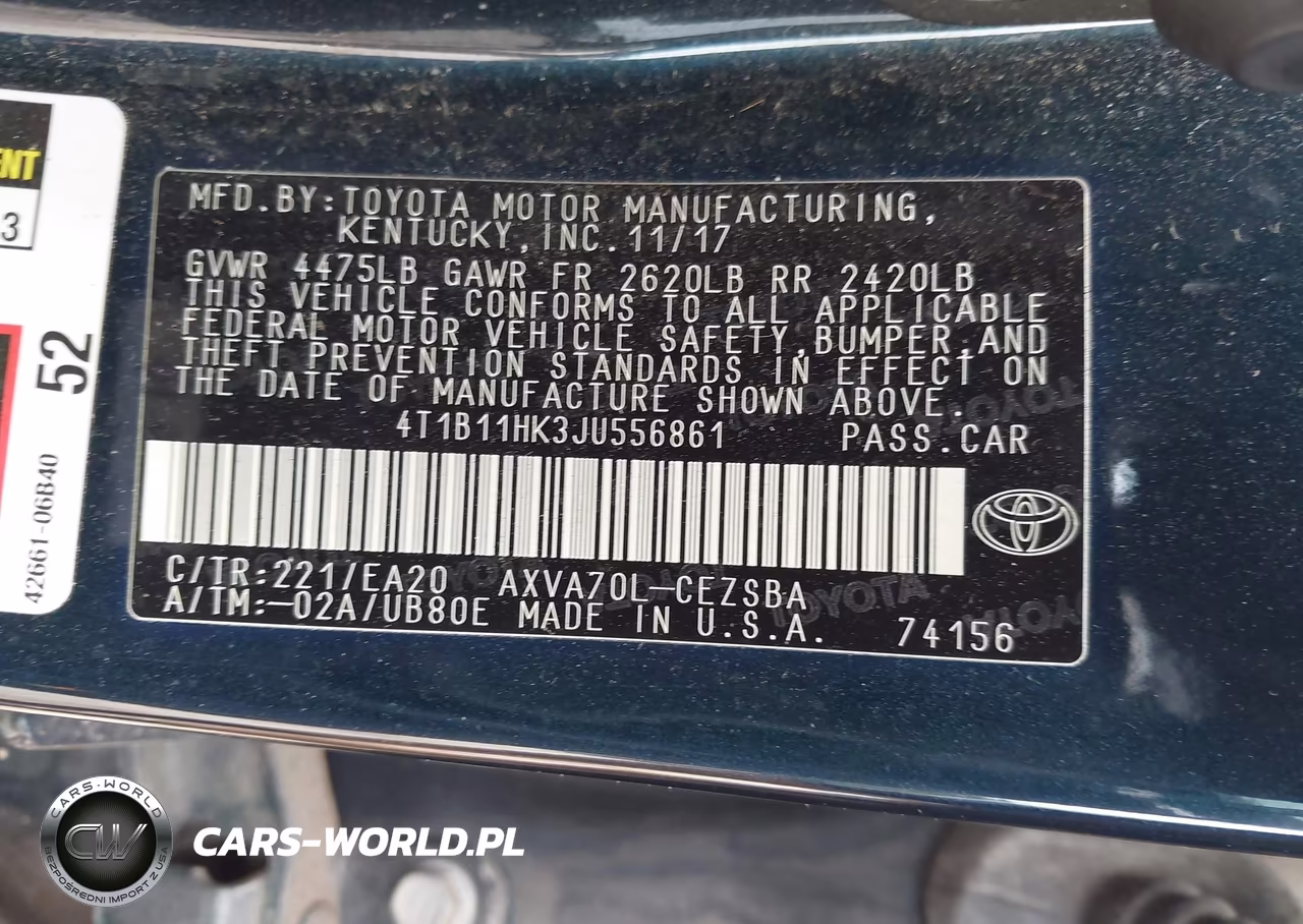 2018 Toyota Camry Se VIN:4T1B11HK3JU556861 - 9