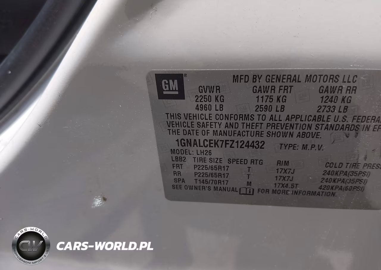 2015 Chevrolet Equinox Lt VIN:1GNALCEK7FZ124432 - 9