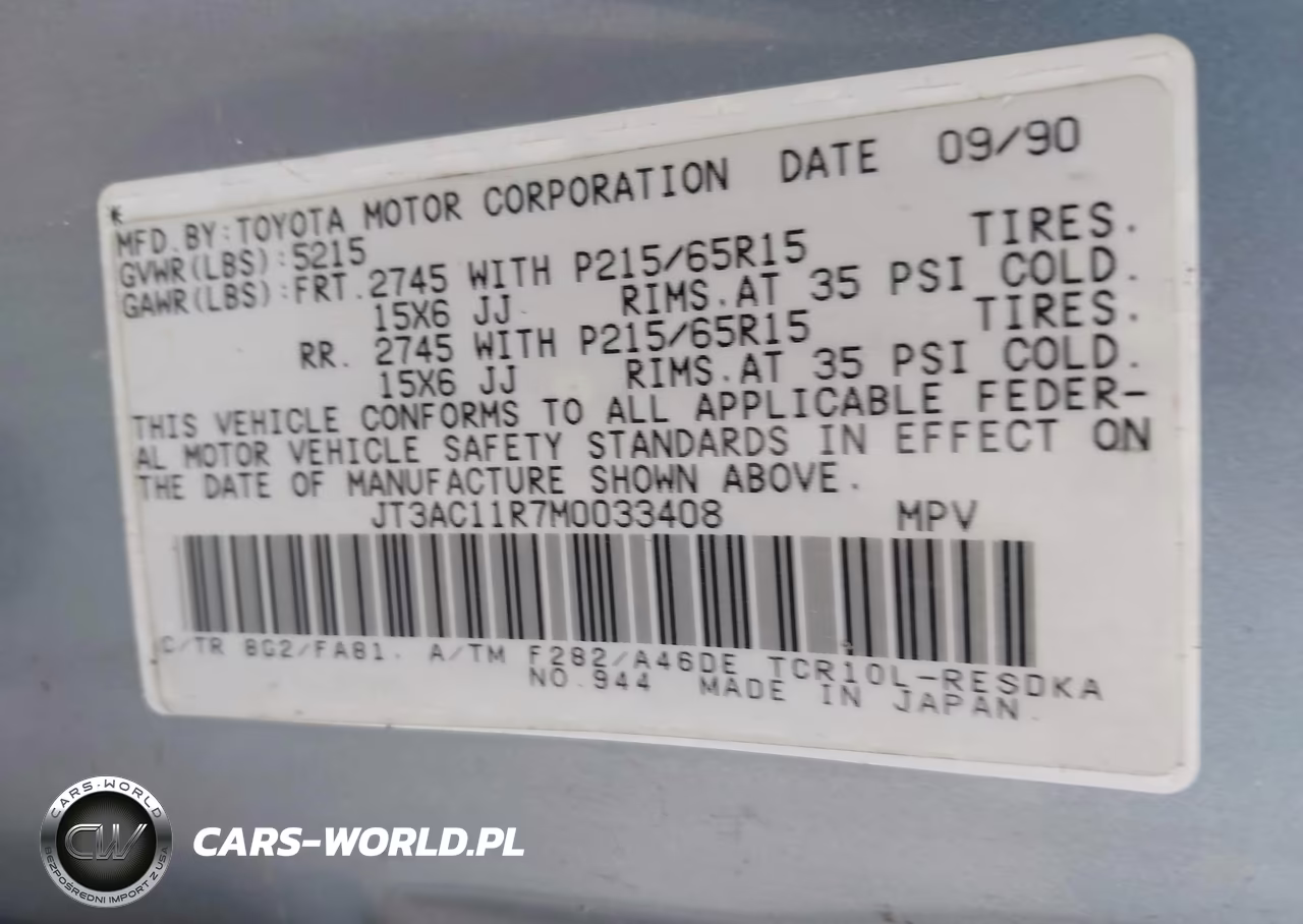 1991 Toyota Previa Dlx VIN:JT3AC11R7M0033408 - 9