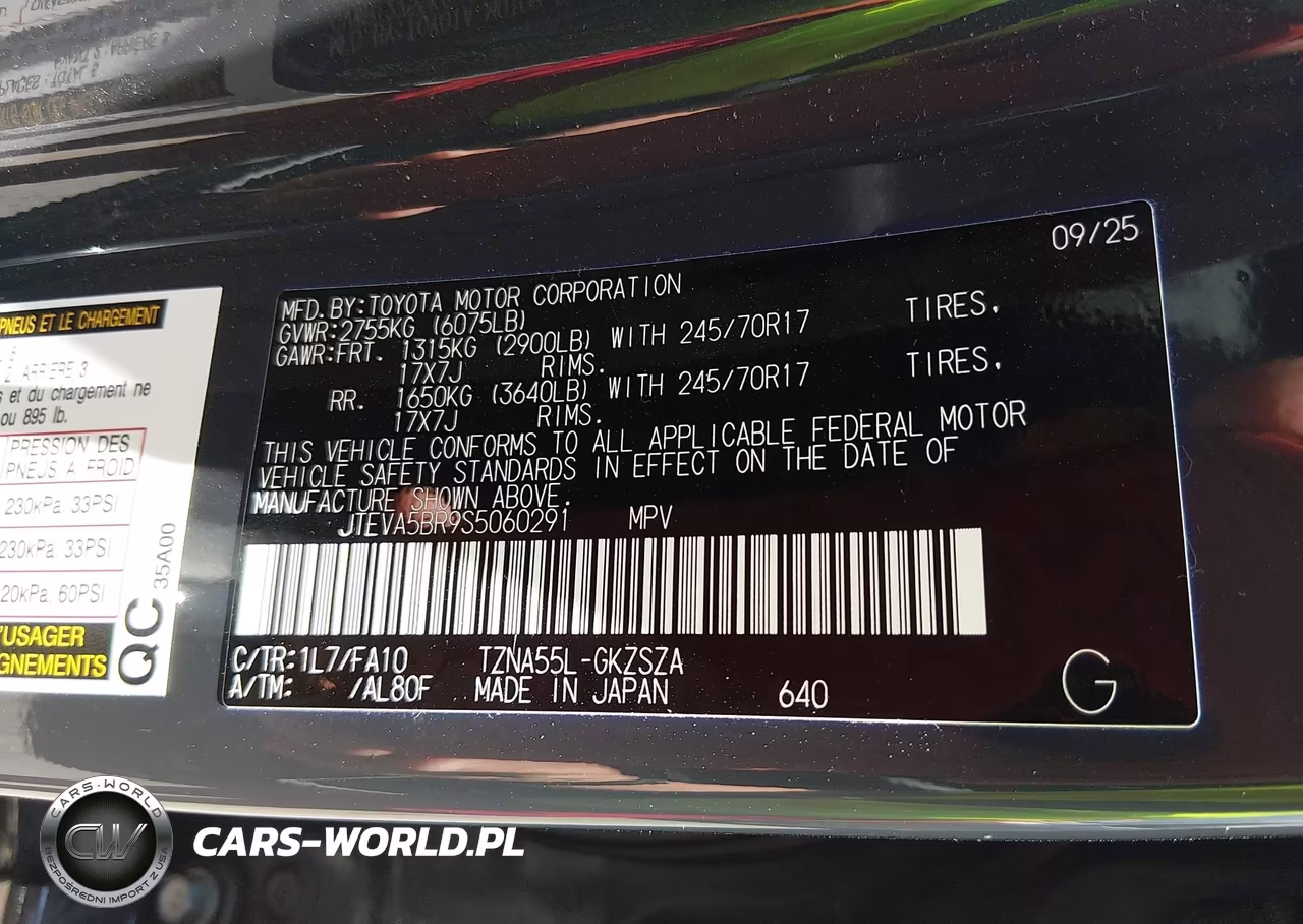 2025 Toyota 4Runner Sr5 VIN:JTEVA5BR9S5060291 - 9
