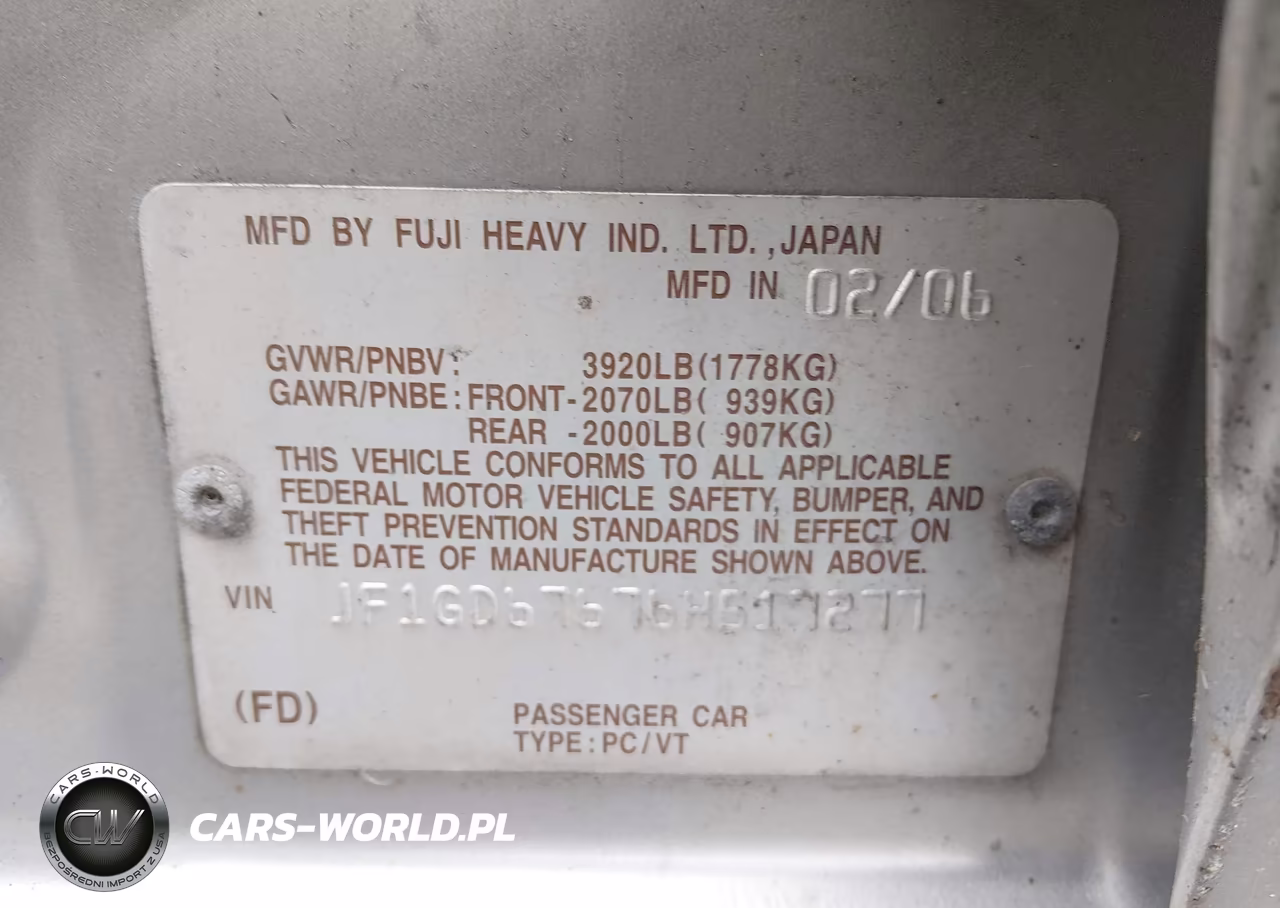 2006 Subaru Impreza 2.5I VIN:JF1GD67676H517277 - 9