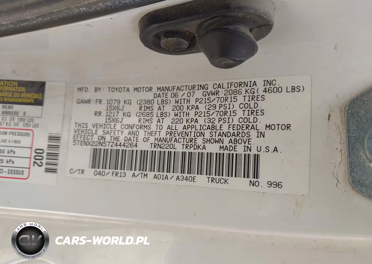 2007 Toyota Tacoma VIN:5TENX22N57Z444264 - 9