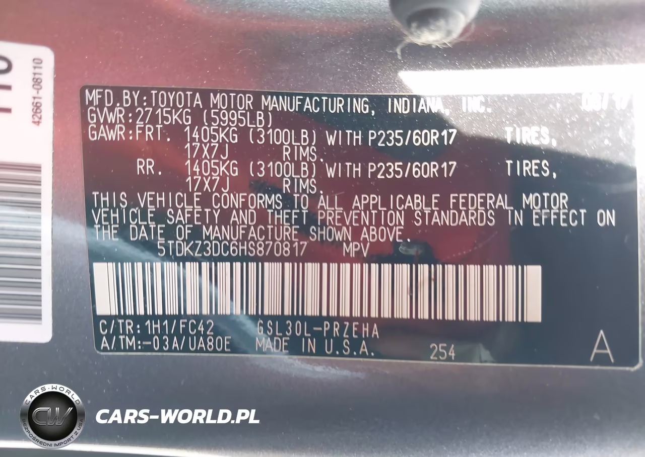 2017 Toyota Sienna Le 8 Passenger VIN:5TDKZ3DC6HS870817 - 9