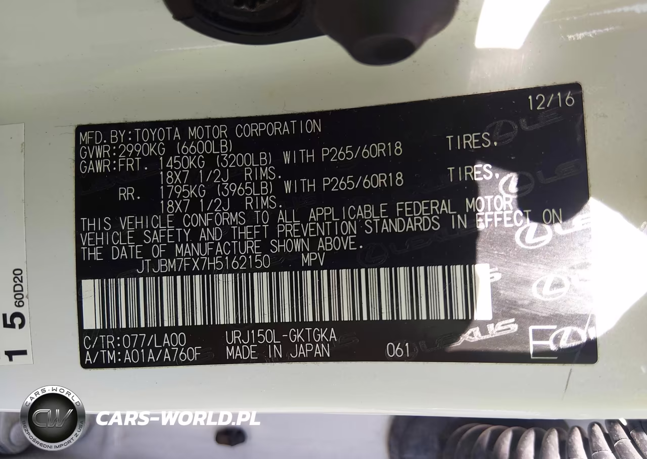 2017 Lexus Gx 460 VIN:JTJBM7FX7H5162150 - 9