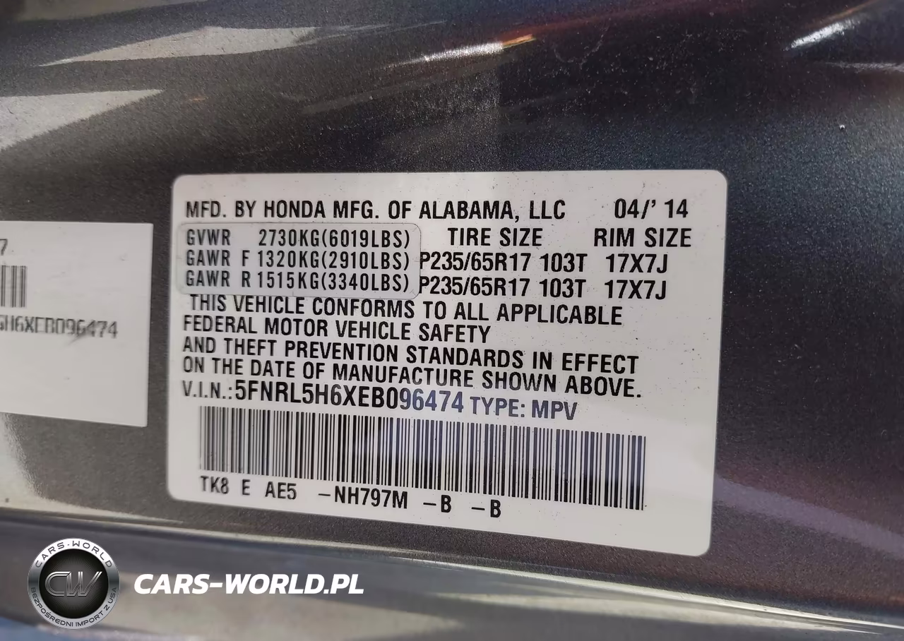 2014 Honda Odyssey Ex-L VIN:5FNRL5H6XEB096474 - 9