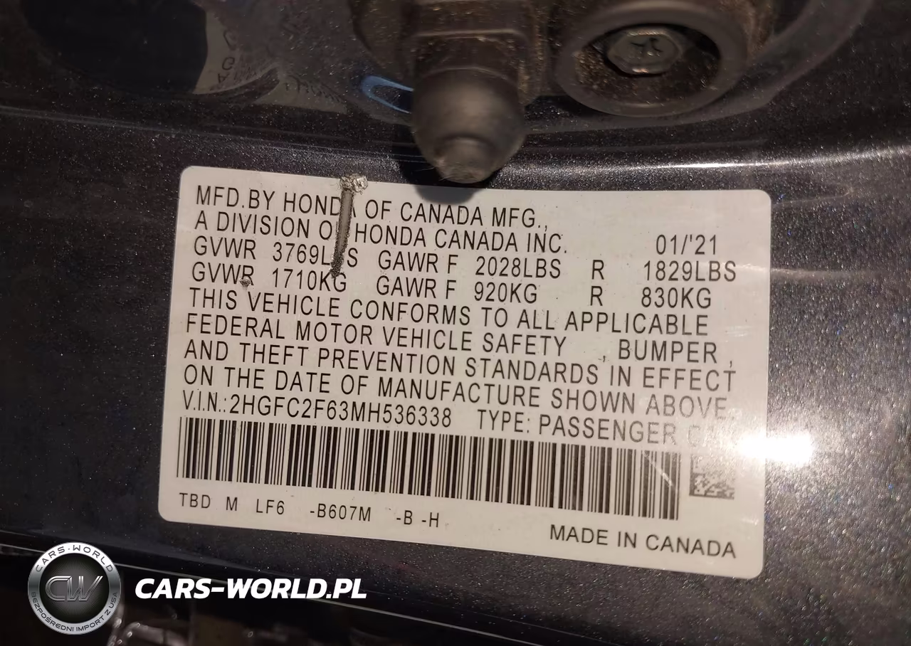 2021 Honda Civic Lx VIN:2HGFC2F63MH536338 - 9