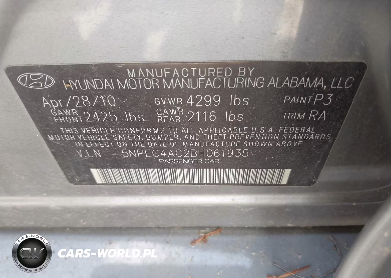 2011 Hyundai Sonata Se VIN:5NPEC4AC2BH061935 - 9