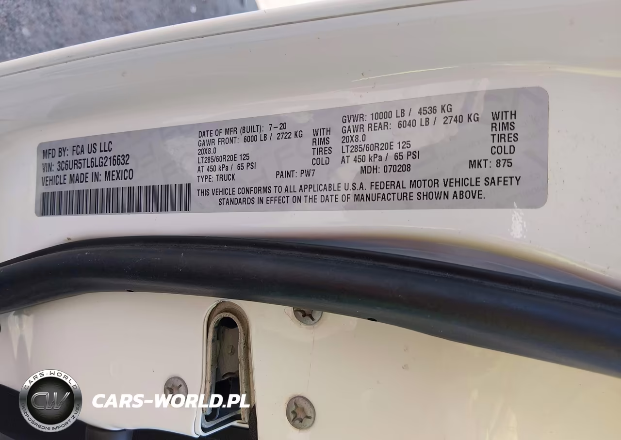 RAM 2500 LIMIT VIN:3C6UR5TL6LG216632 - 9
