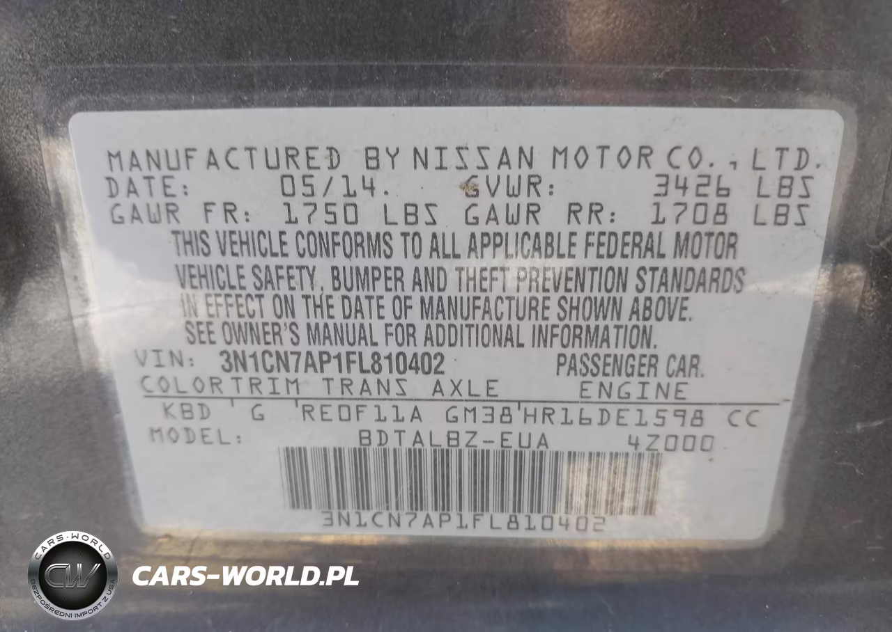 2015 Nissan Versa 1.6 Sv VIN:3N1CN7AP1FL810402 - 9