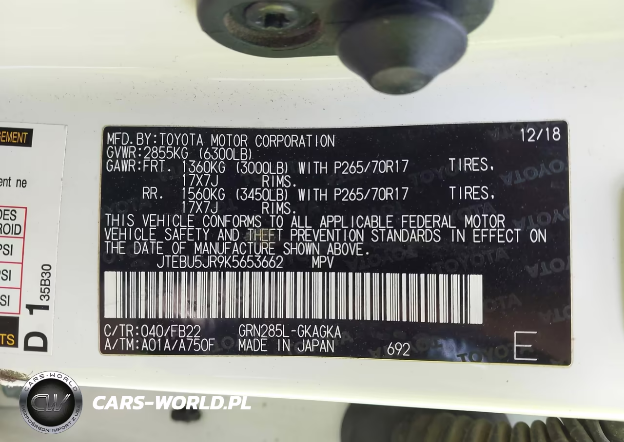 2019 Toyota 4Runner Sr5 VIN:JTEBU5JR9K5653662 - 9