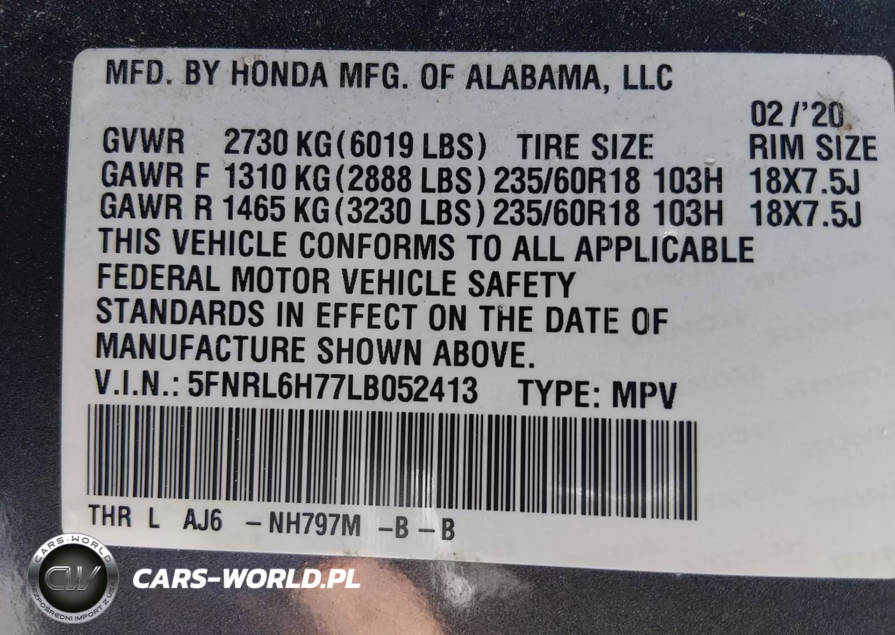 2020 Honda Odyssey Ex-L-Ex-L W-Navi Res VIN:5FNRL6H77LB052413 - 9