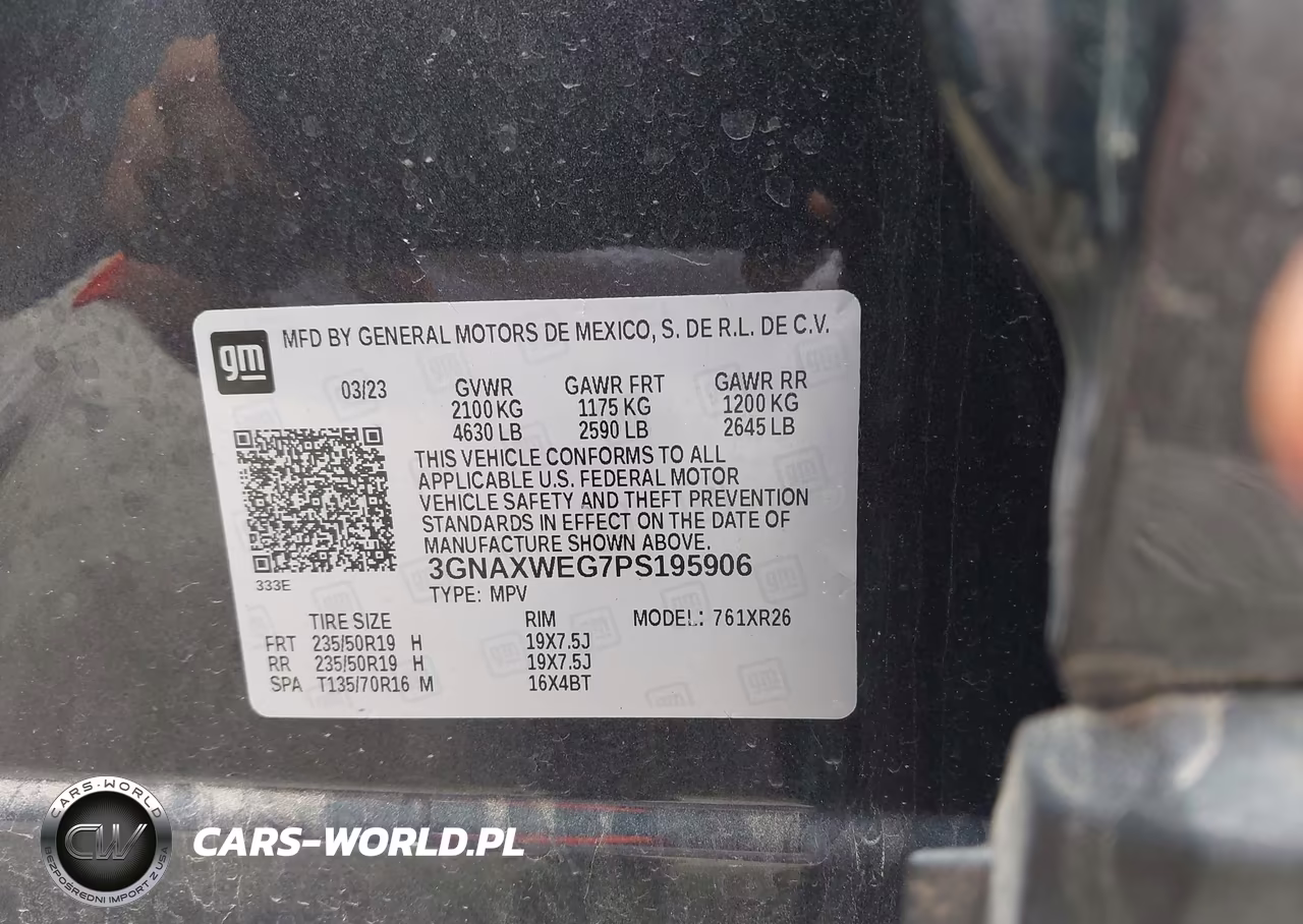 2023 Chevrolet Equinox Awd Rs VIN:3GNAXWEG7PS195906 - 9