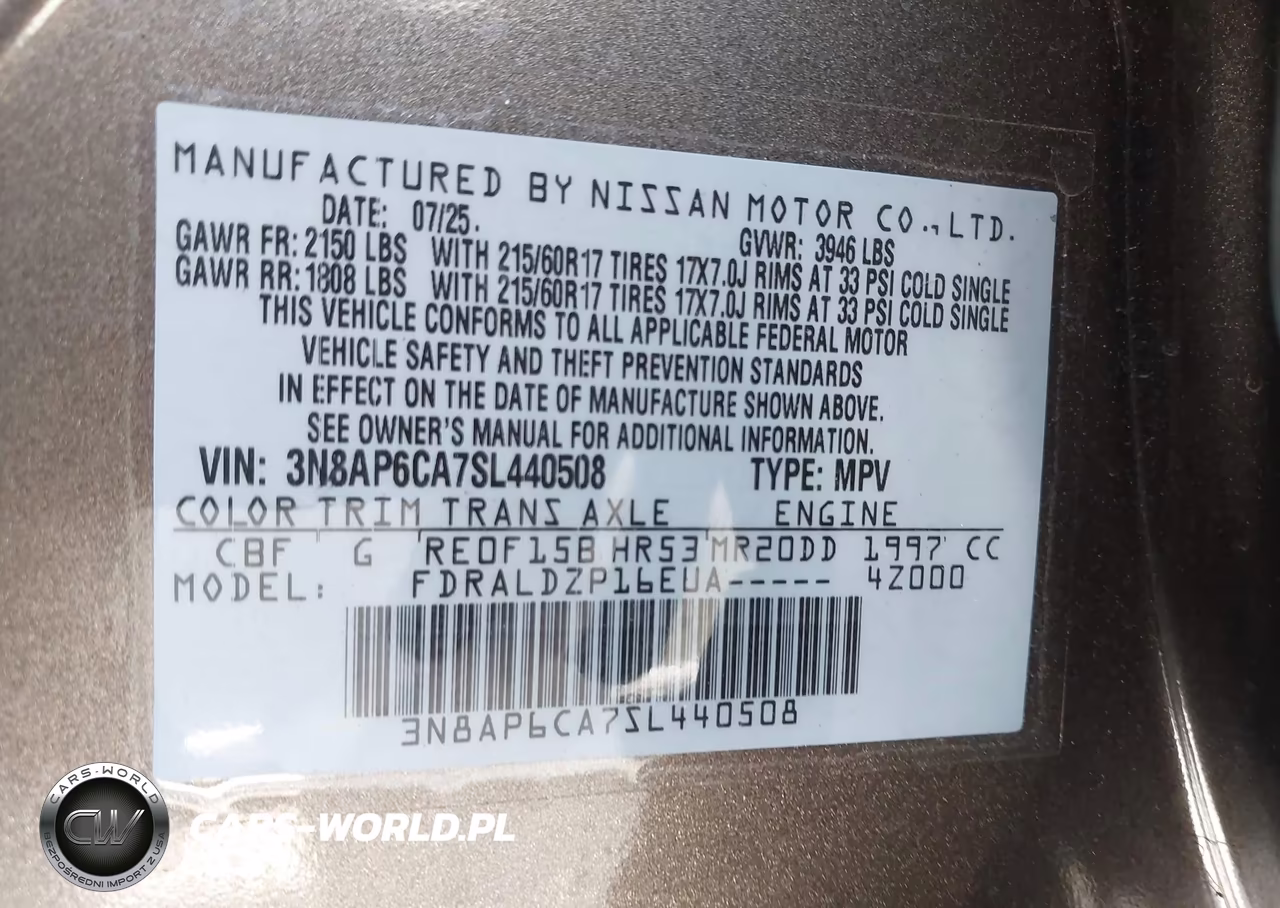 2025 Nissan Kicks Sv Fwd VIN:3N8AP6CA7SL440508 - 9
