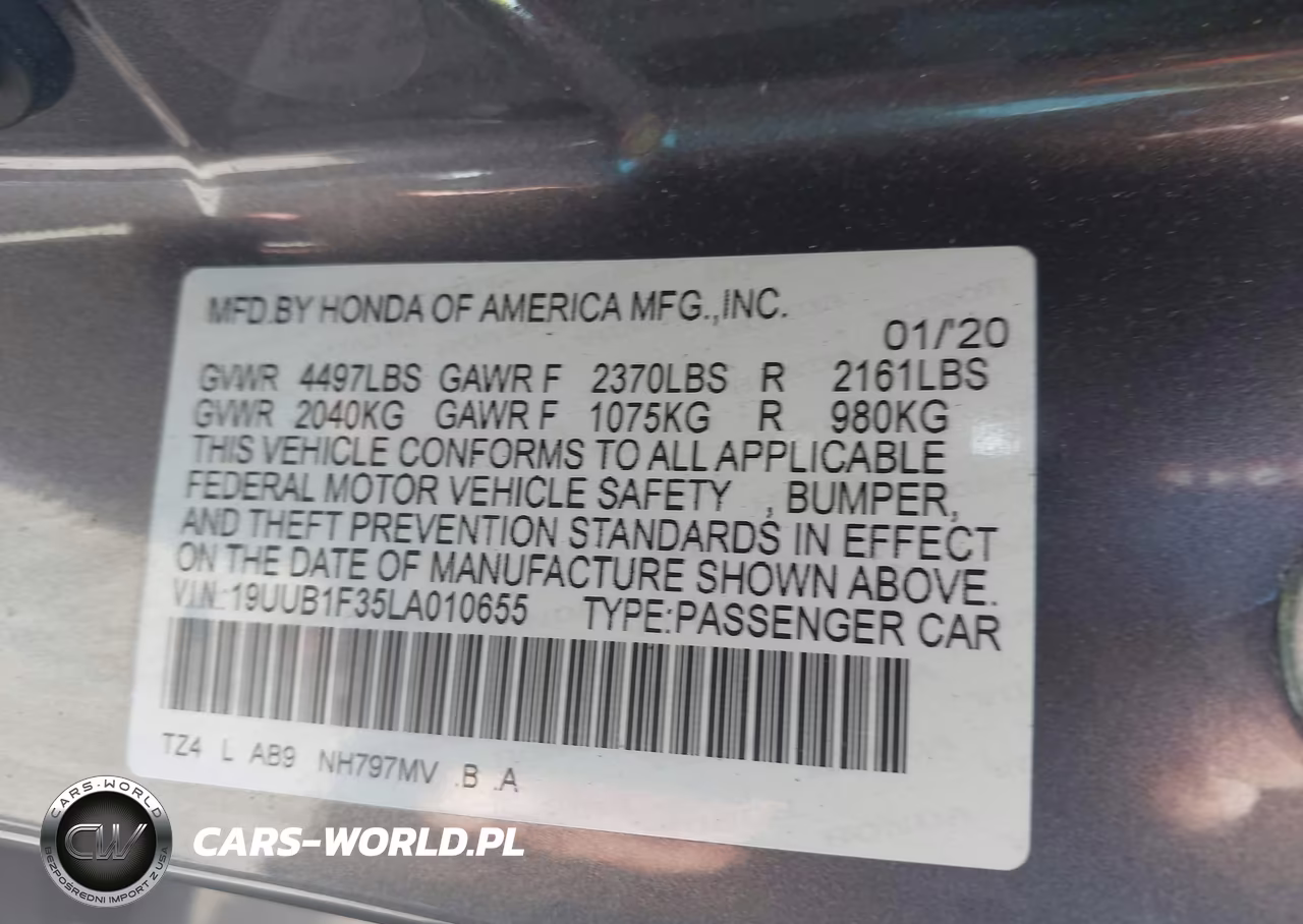 2020 Acura Tlx Standard VIN:19UUB1F35LA010655 - 9