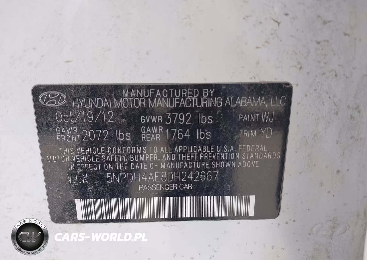 2013 Hyundai Elantra Gls VIN:5NPDH4AE8DH242667 - 9