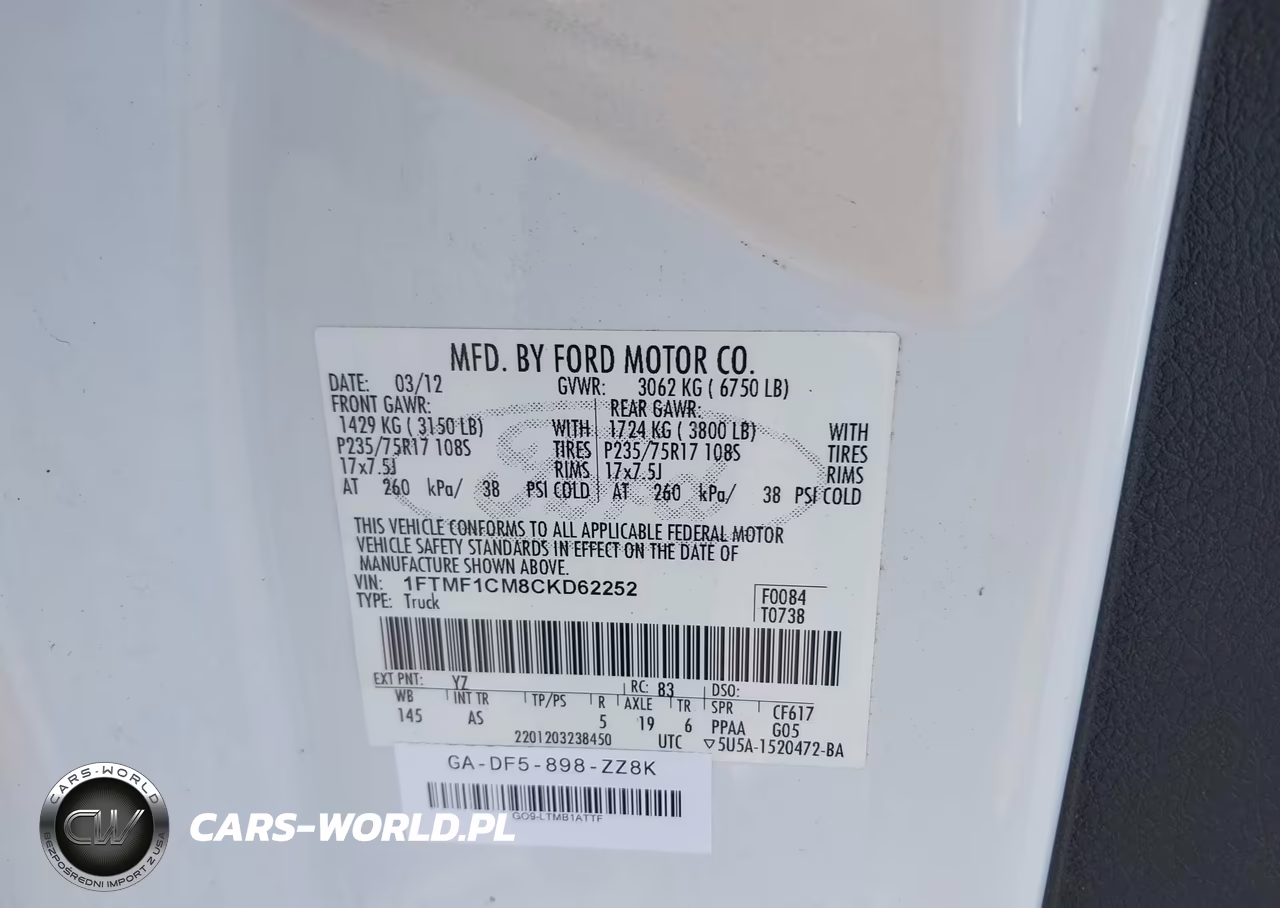 2012 Ford F-150 Stx-Xl-Xlt VIN:1FTMF1CM8CKD62252 - 9