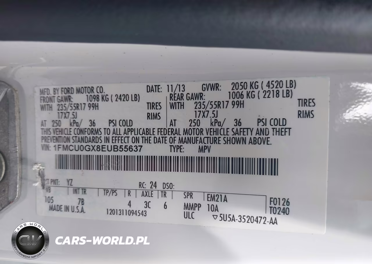 2014 Ford Escape Se VIN:1FMCU0GX8EUB55637 - 9