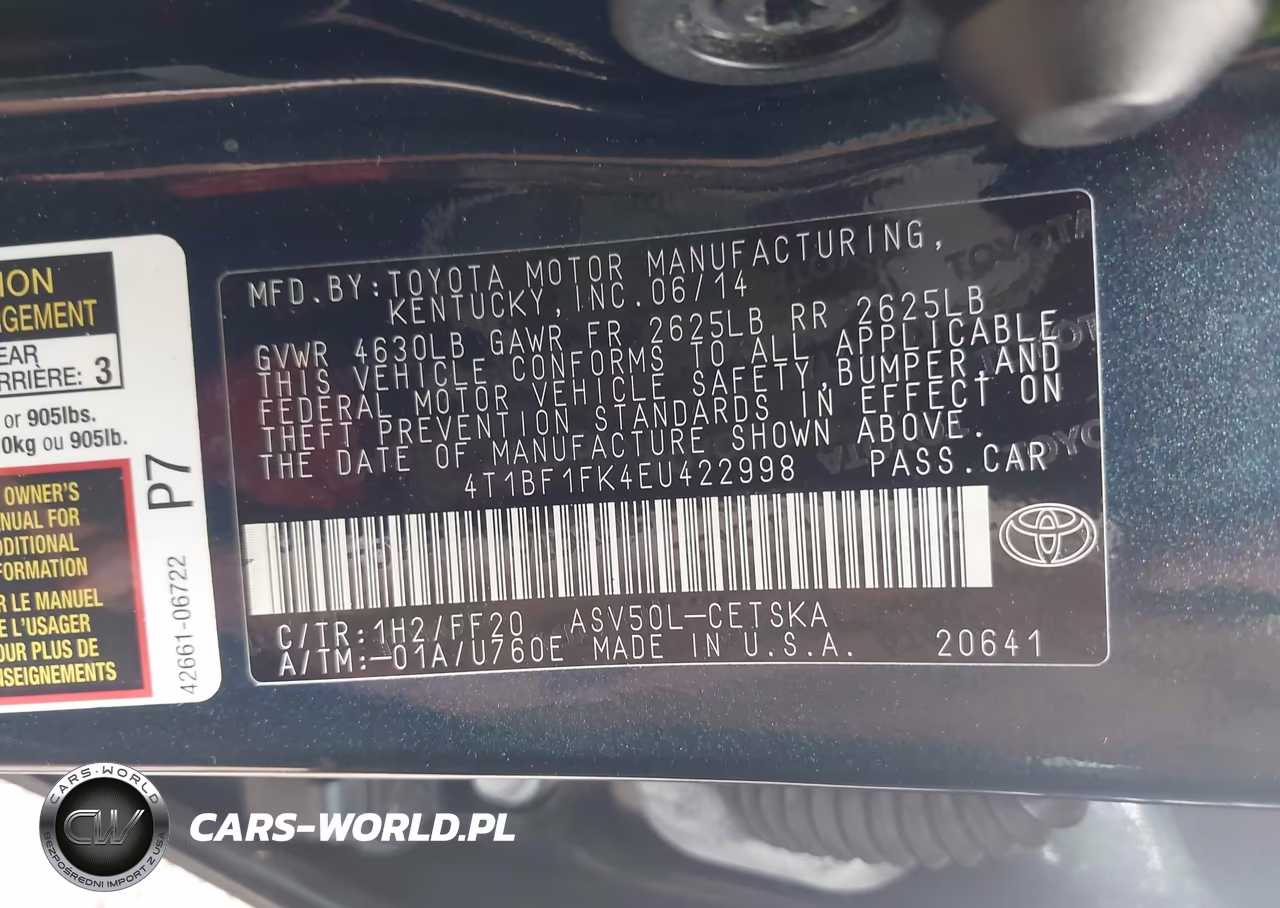 2014 Toyota Camry Se VIN:4T1BF1FK4EU422998 - 9
