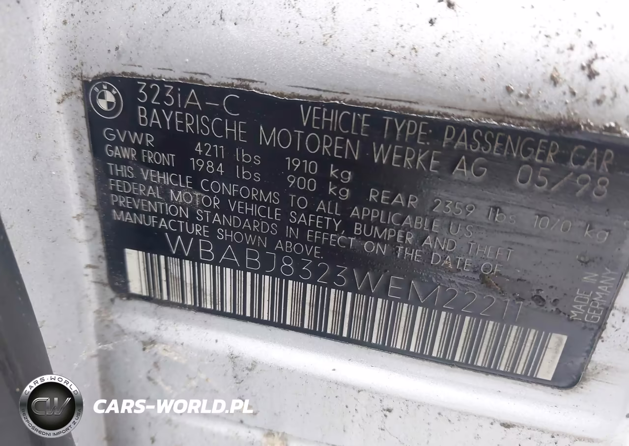 1998 BMW 323Ic VIN:WBABJ8323WEM22211 - 9