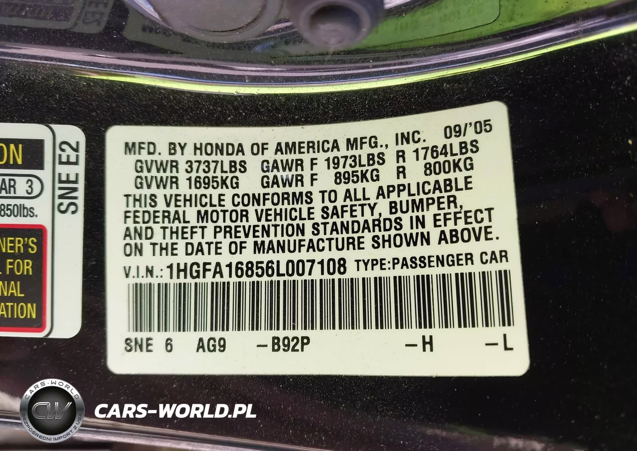 2006 Honda Civic Ex VIN:1HGFA16856L007108 - 9