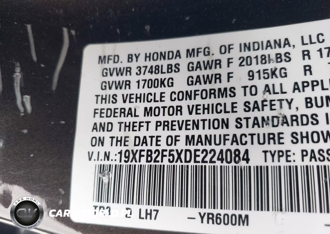 2013 Honda Civic Lx VIN:19XFB2F5XDE224084 - 9