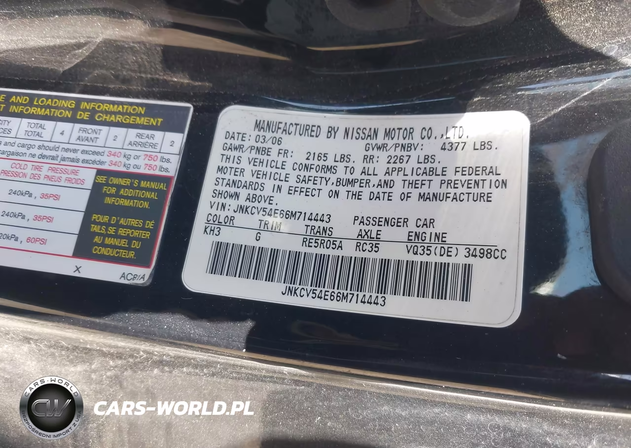 2006 Infiniti G35 VIN:JNKCV54E66M714443 - 9