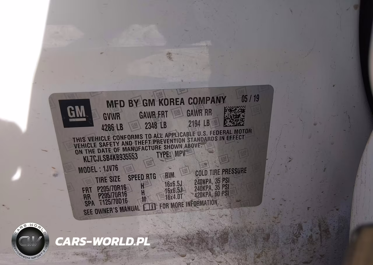 2019 Chevrolet Trax Lt VIN:KL7CJLSB4KB935553 - 9