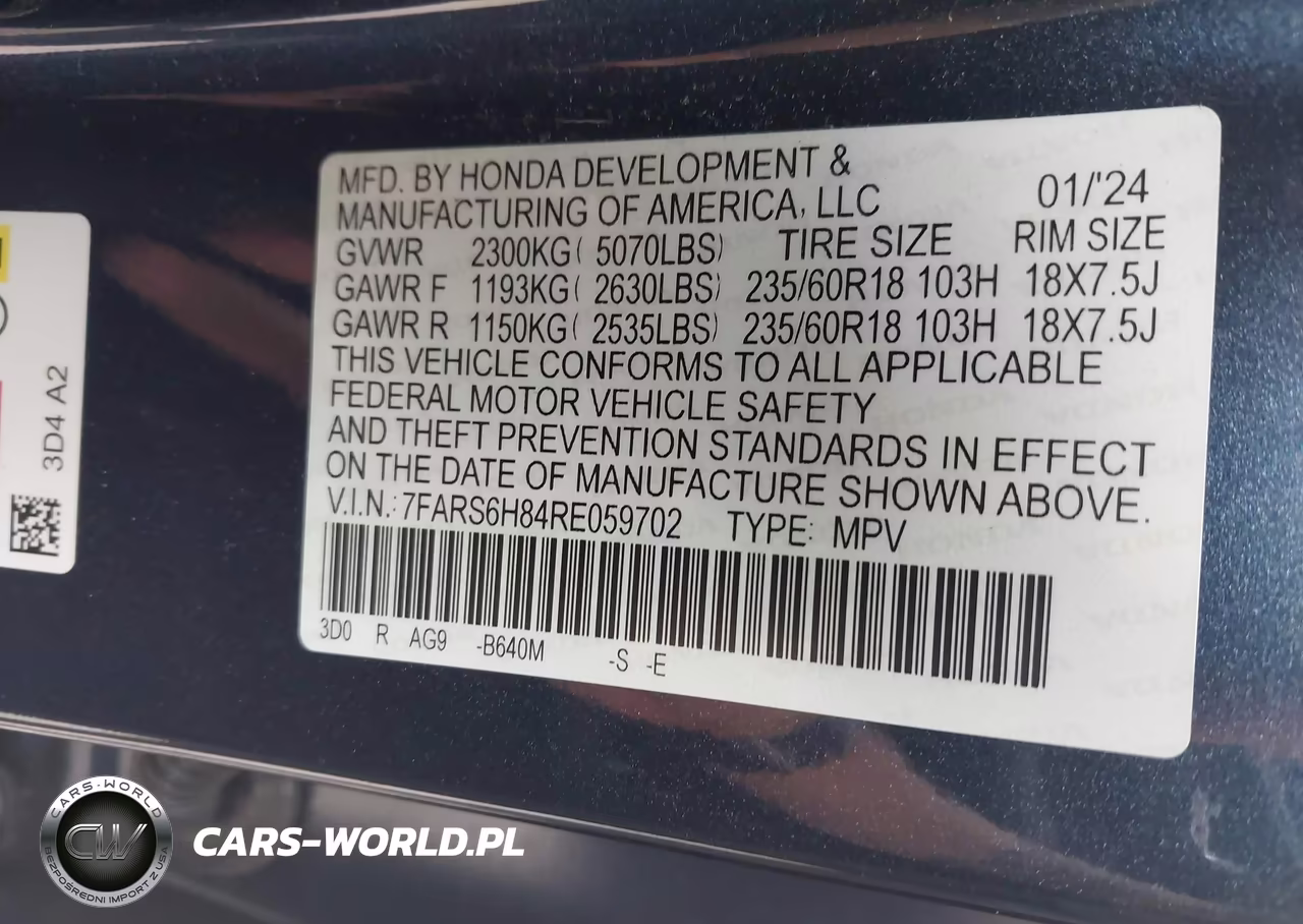 2024 Honda Cr-V Hybrid Sport-L VIN:7FARS6H84RE059702 - 9