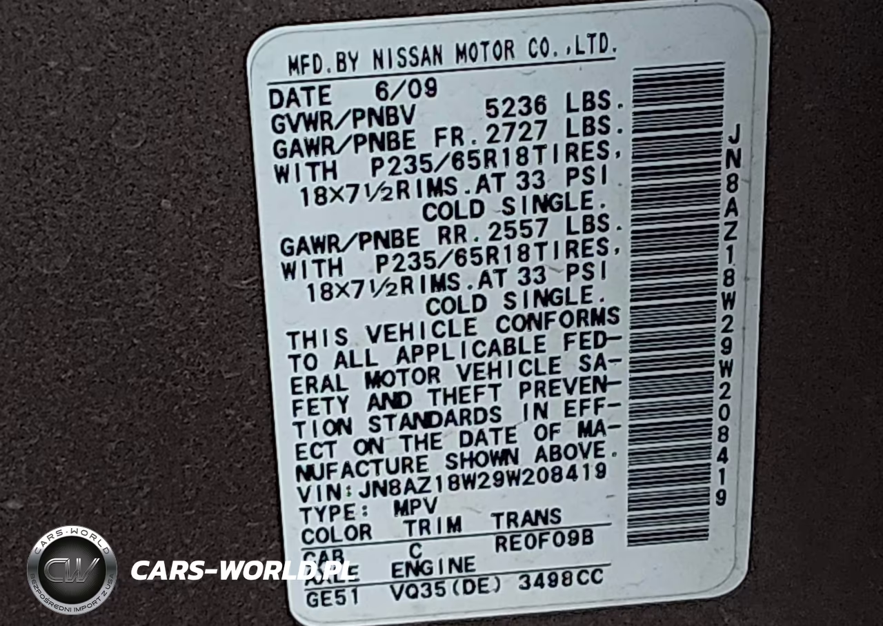 2009 Nissan Murano Sl VIN:JN8AZ18W29W208419 - 9
