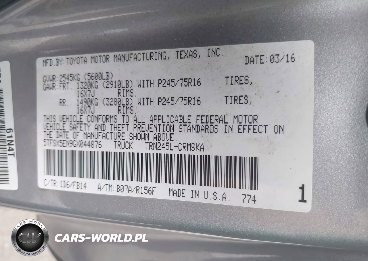 2016 Toyota Tacoma Sr VIN:5TFSX5EN9GX044876 - 9