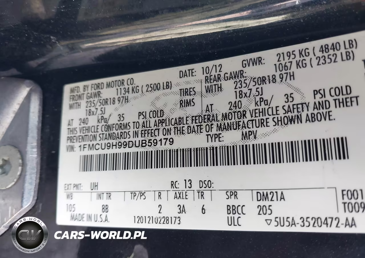 2013 Ford Escape Sel VIN:1FMCU9H99DUB59179 - 9