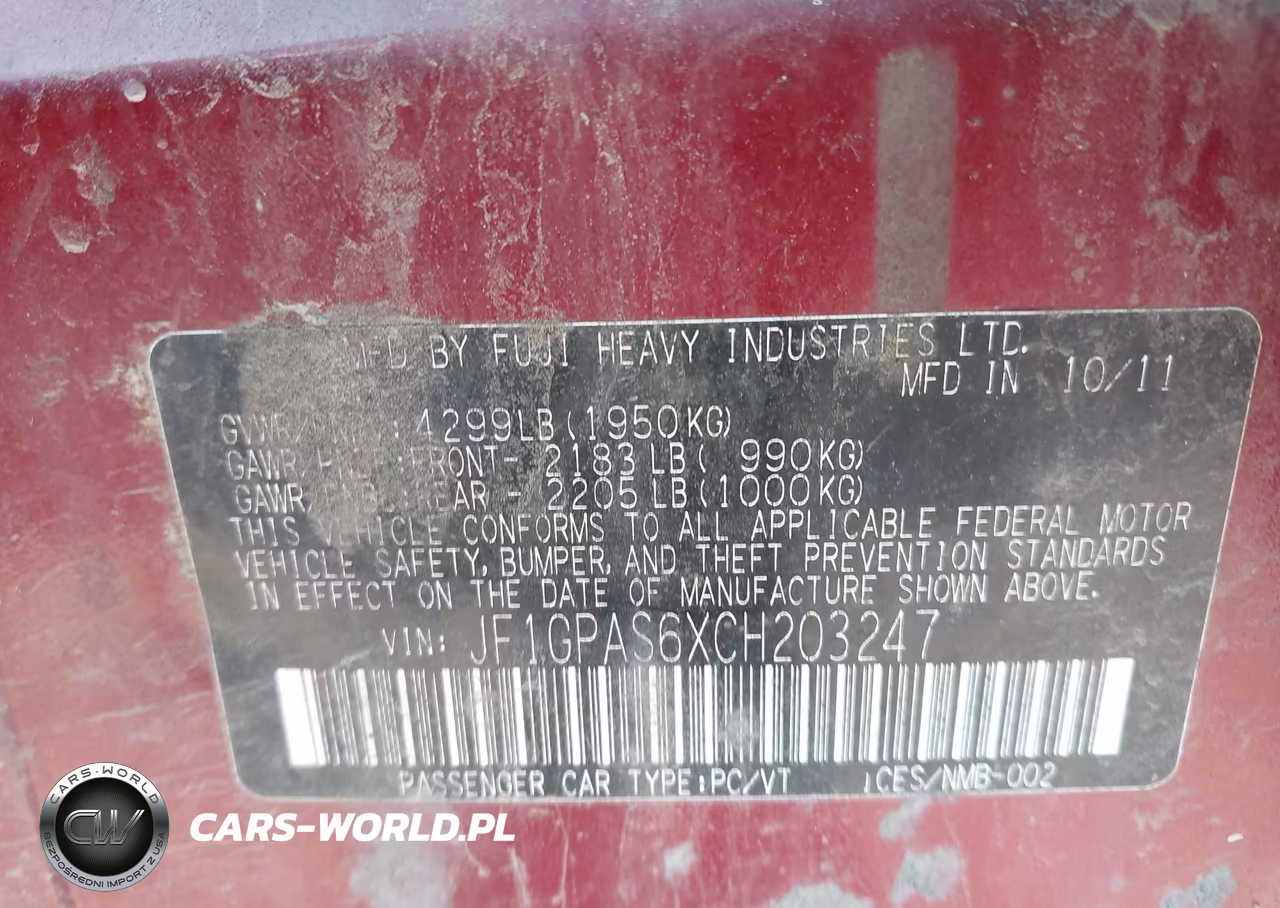 2012 Subaru Impreza 2.0I Sport Limited VIN:JF1GPAS6XCH203247 - 9