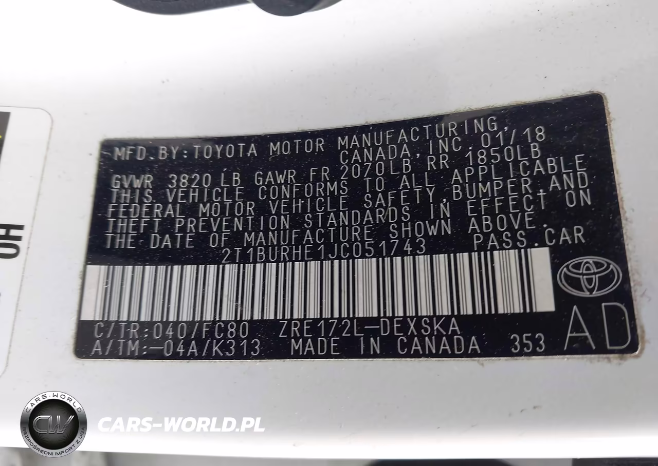 2018 Toyota Corolla Se VIN:2T1BURHE1JC051743 - 9