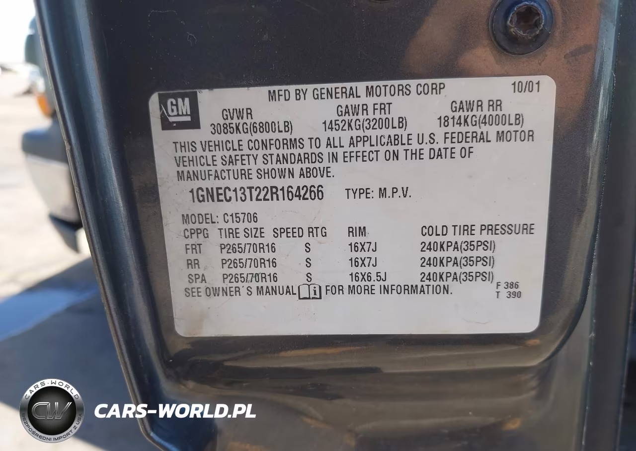 2002 Chevrolet Tahoe Ls VIN:1GNEC13T22R164266 - 9