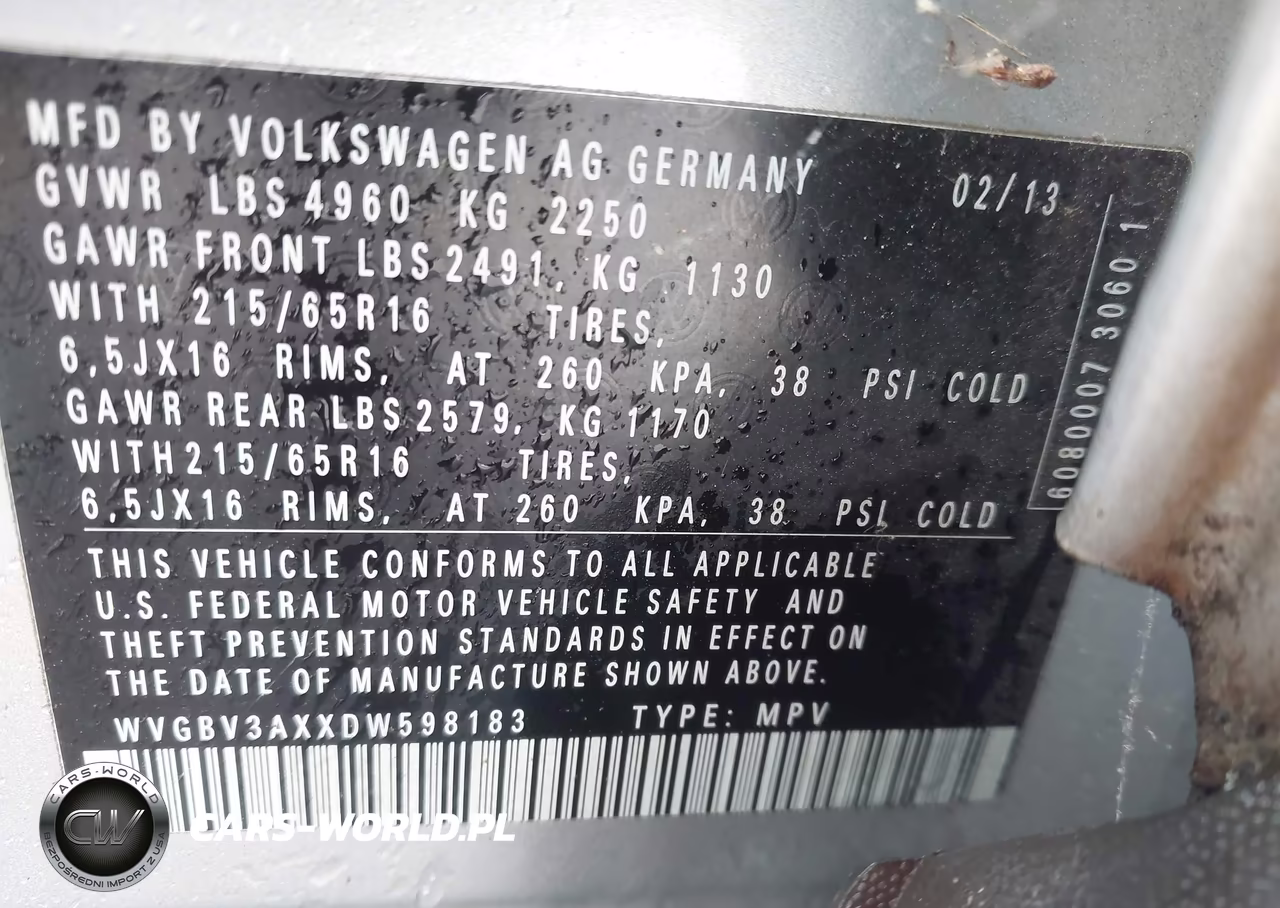2013 Volkswagen Tiguan S VIN:WVGBV3AXXDW598183 - 9