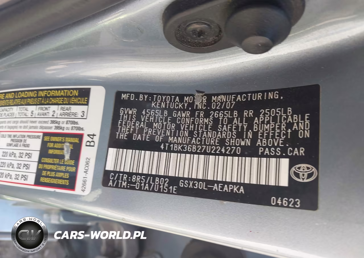 2007 Toyota Avalon Limited VIN:4T1BK36B27U224270 - 9