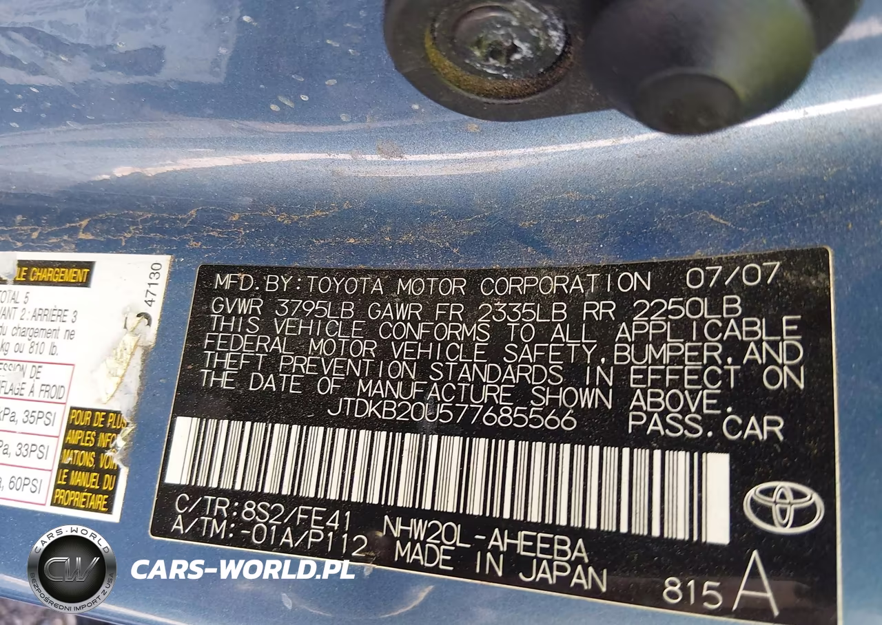 2007 Toyota Prius VIN:JTDKB20U577685566 - 9