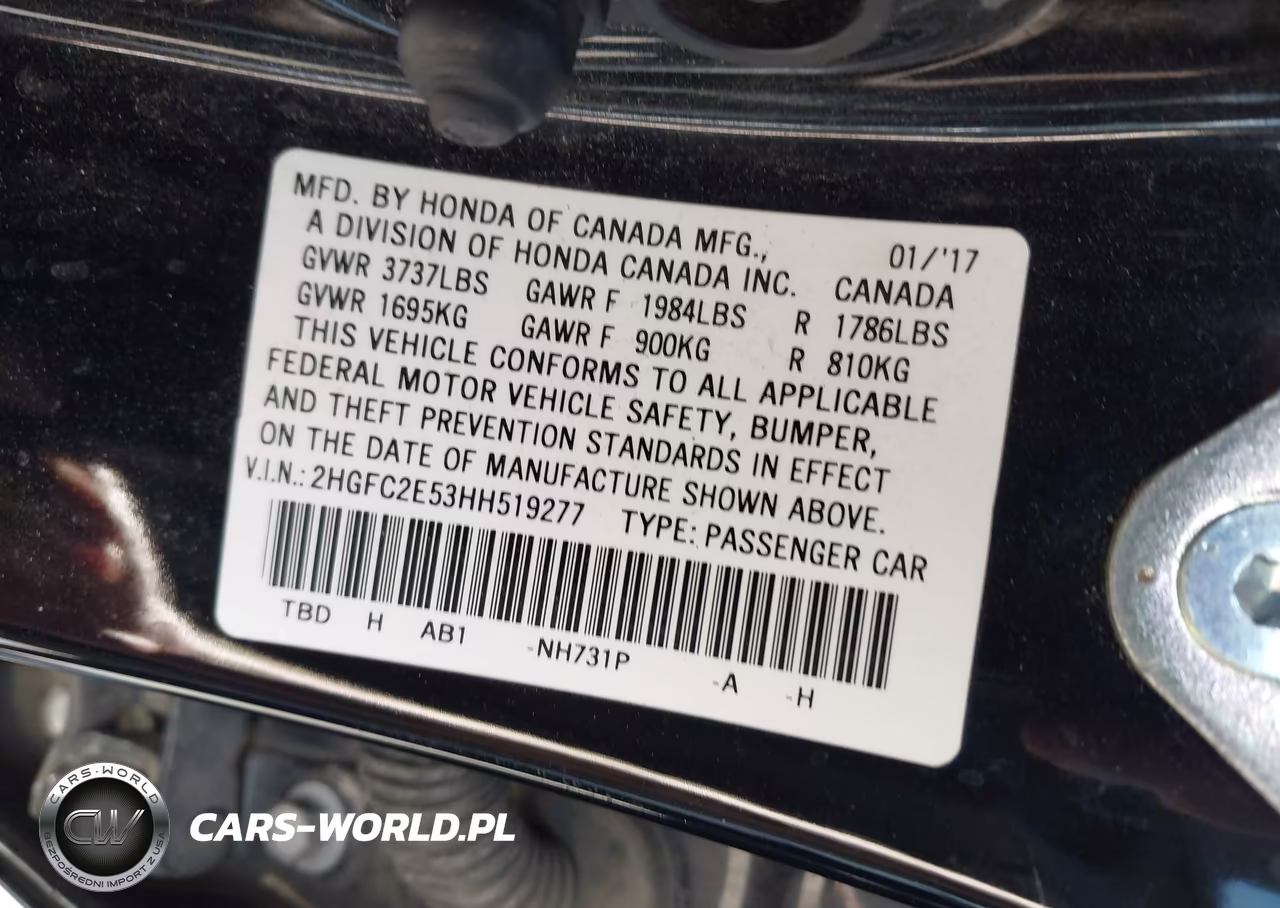 2017 Honda Civic Lx VIN:2HGFC2E53HH519277 - 9