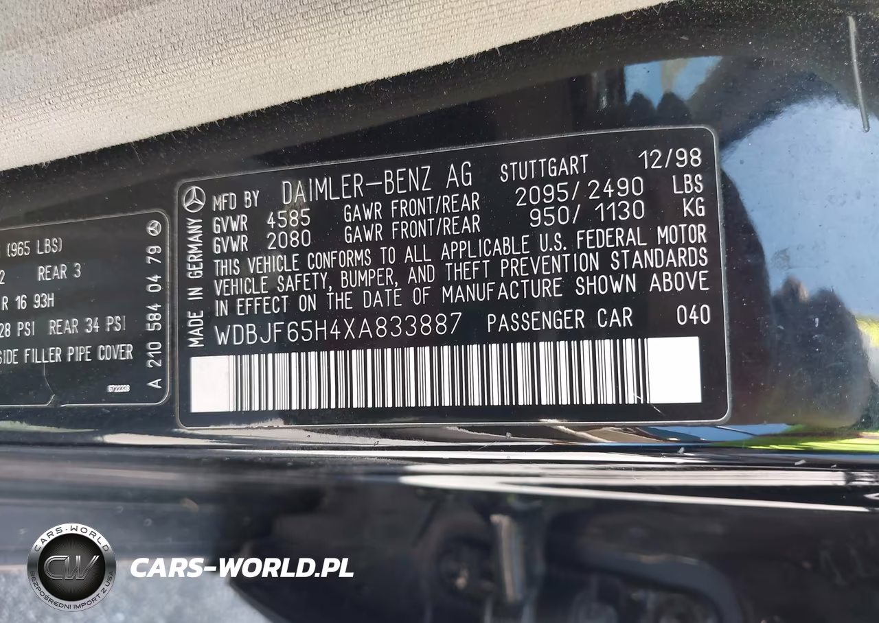 1999 Mercedes-Benz E 320 VIN:WDBJF65H4XA833887 - 9