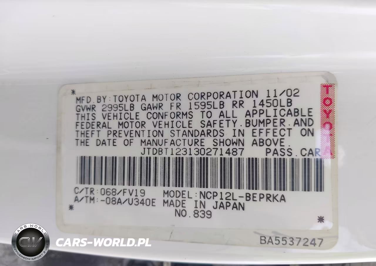 2003 Toyota Echo VIN:JTDBT123130271487 - 9