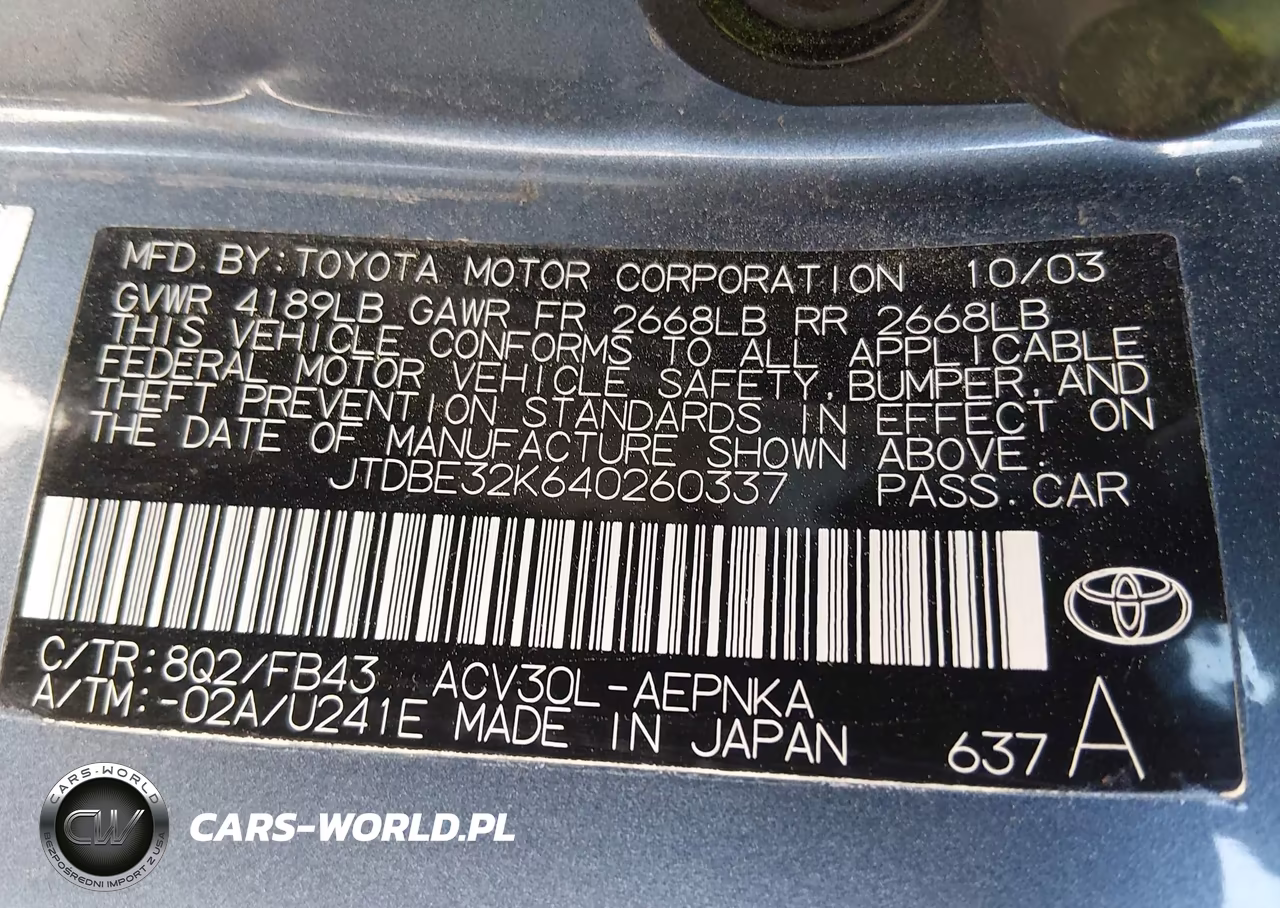 2004 Toyota Camry Le VIN:JTDBE32K640260337 - 9
