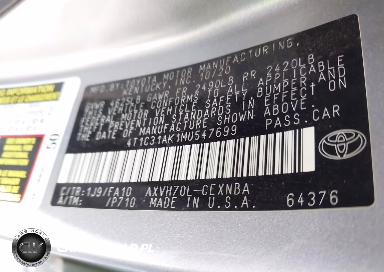 2021 Toyota Camry Le Hybrid VIN:4T1C31AK1MU547699 - 9