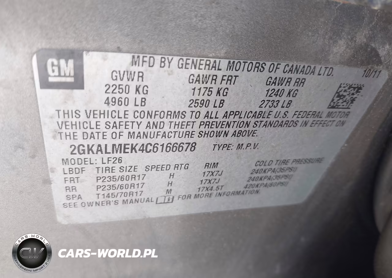 2012 GMC Terrain Sle-1 VIN:2GKALMEK4C6166678 - 9