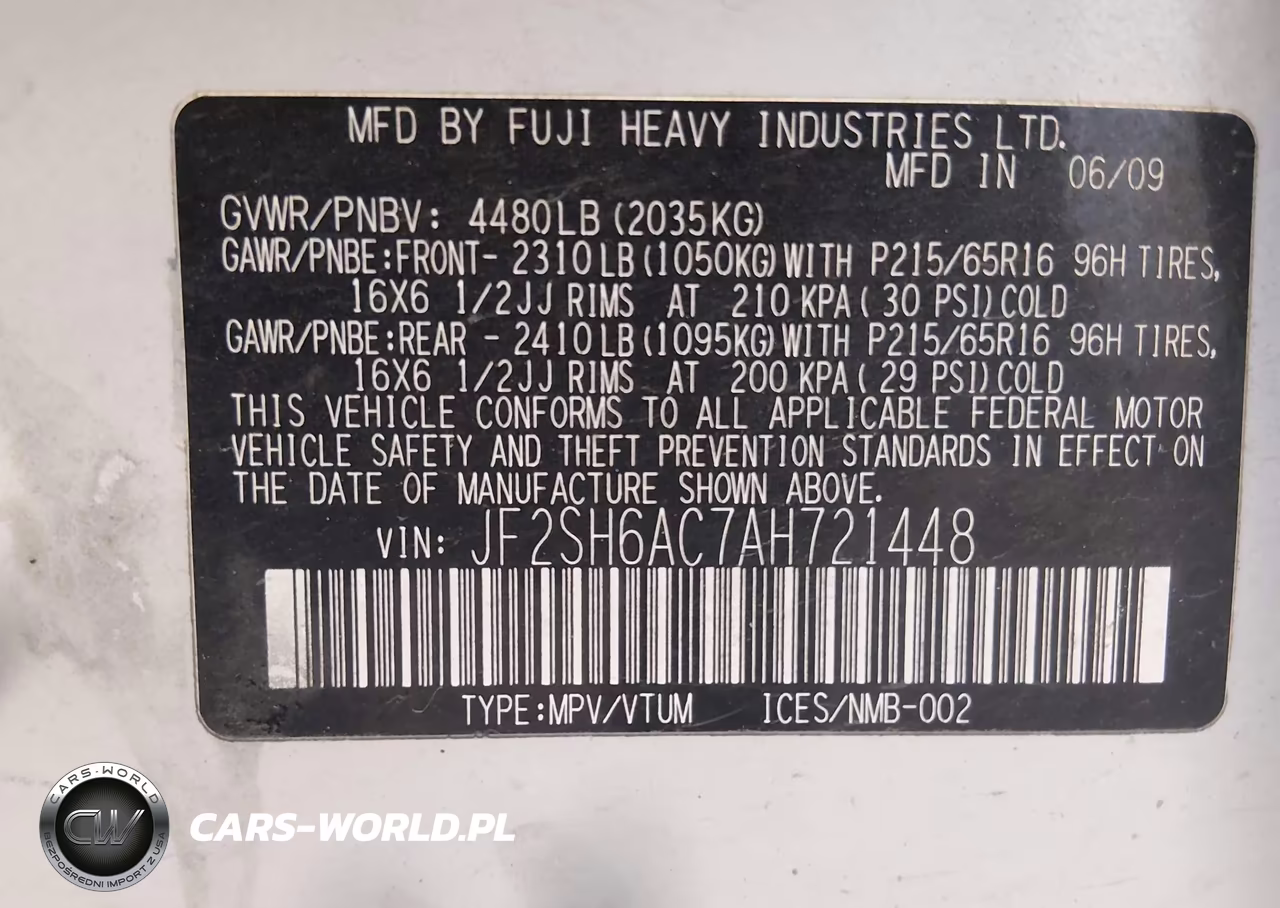 2010 Subaru Forester 2.5X VIN:JF2SH6AC7AH721448 - 9