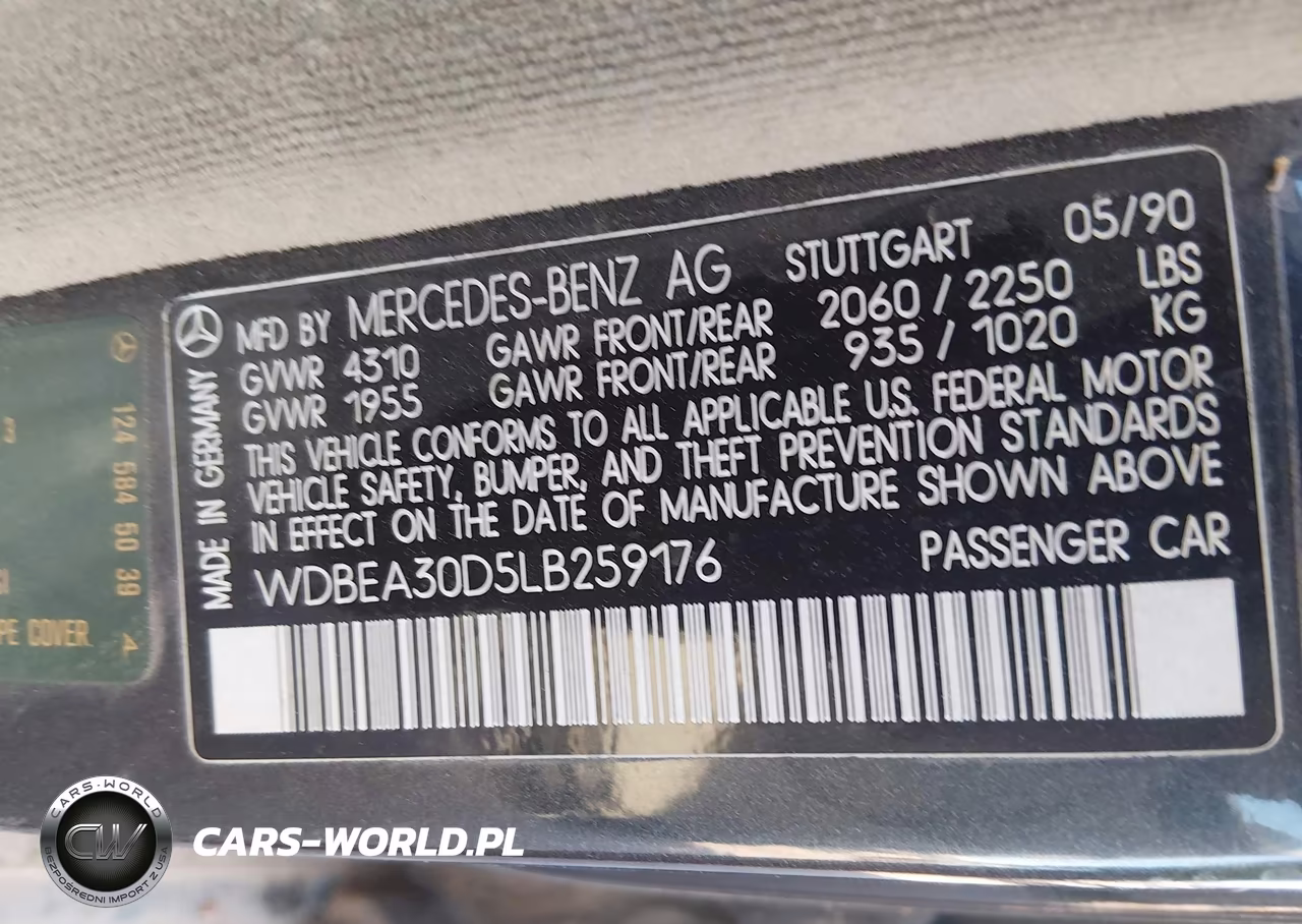 1990 Mercedes-Benz 300 E VIN:WDBEA30D5LB259176 - 9