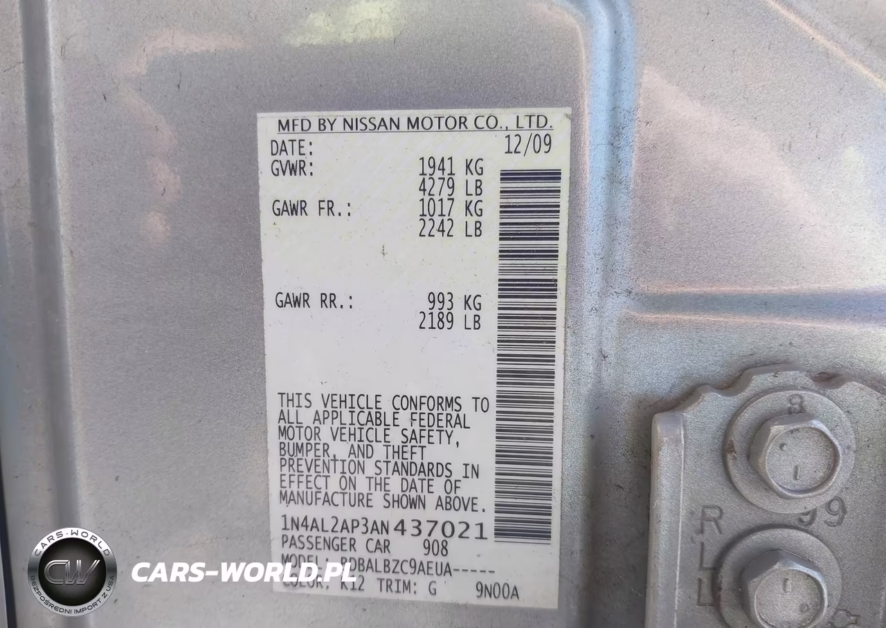 2010 Nissan Altima 2.5 S VIN:1N4AL2AP3AN437021 - 9