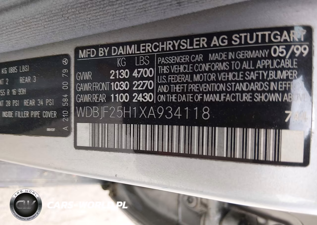 1999 Mercedes-Benz E 300 Diesel VIN:WDBJF25H1XA934118 - 9