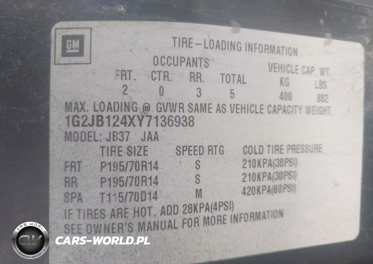 2000 Pontiac Sunfire Se VIN:1G2JB124XY7136938 - 9